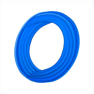 Number 0 of realistic blue paint brush strokes. Numbers isolated on a white background.  Number zero written smears by blue paint. Vector illustration EPS 10