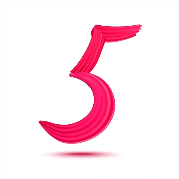 Number Realistic Red Paint Brush Strokes Numbers Isolated White Background — Stok fotoğraf