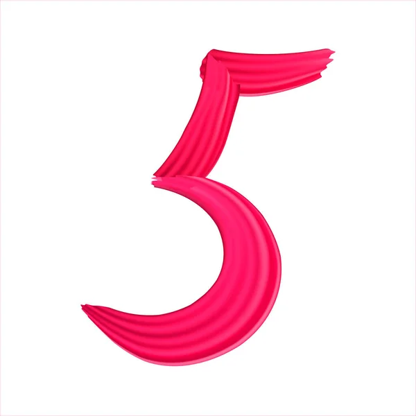 Number Realistic Red Paint Brush Strokes Numbers Isolated White Background — Stok Vektör