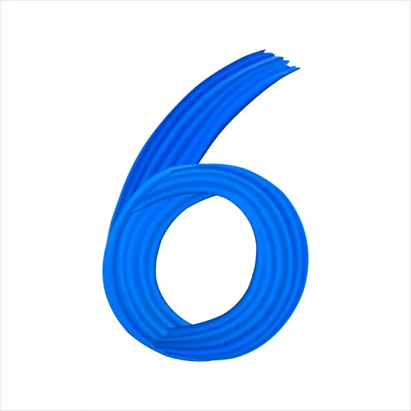 Number Realistic Blue Paint Brush Strokes Numbers Isolated White Background — Fotografia de Stock