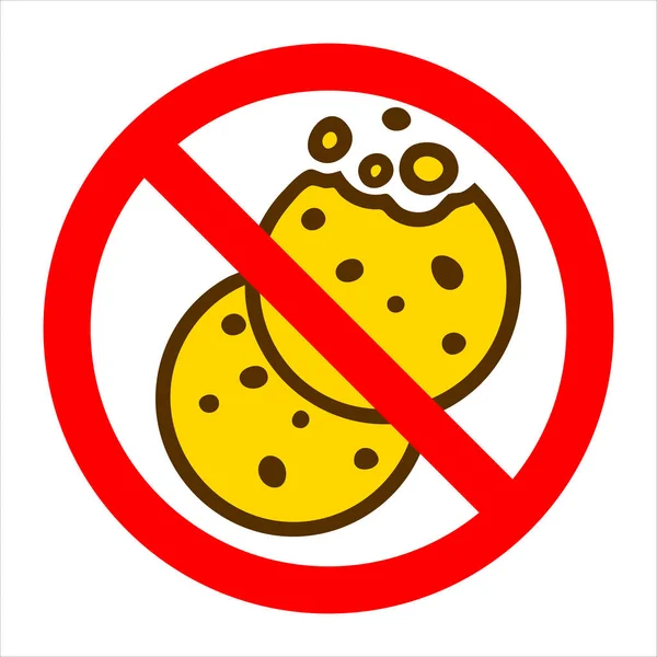 Stop Cookies Cookies Symbol Forbidden Eat Crumbs Red Prohibition Sign — Fotografia de Stock