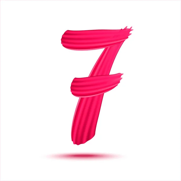 Number Realistic Red Paint Brush Strokes Numbers Isolated White Background — 图库照片