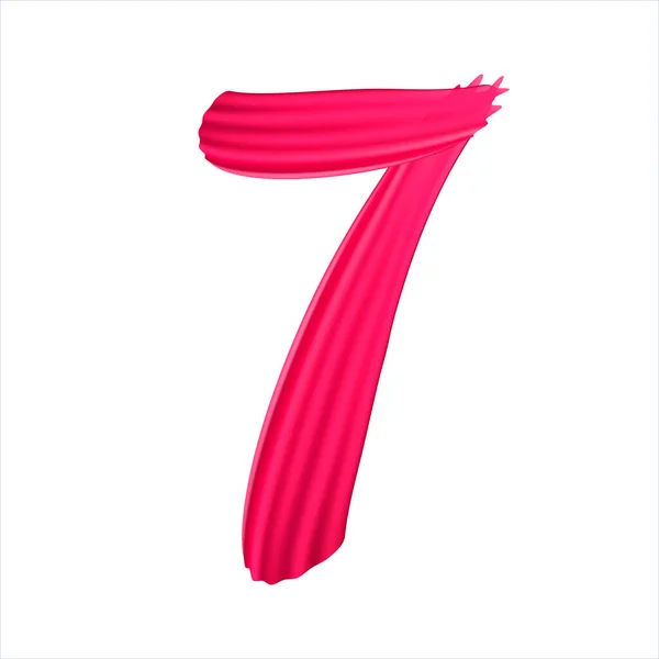 Number Realistic Red Paint Brush Strokes Numbers Isolated White Background — Wektor stockowy
