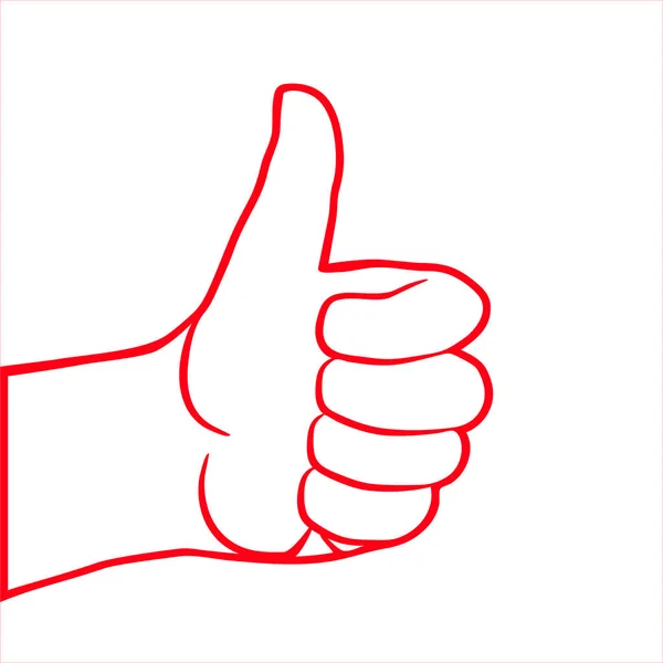 Red Hand Shows Thumb Hand Thumb Icon Flat Illustration Eps — Stock vektor