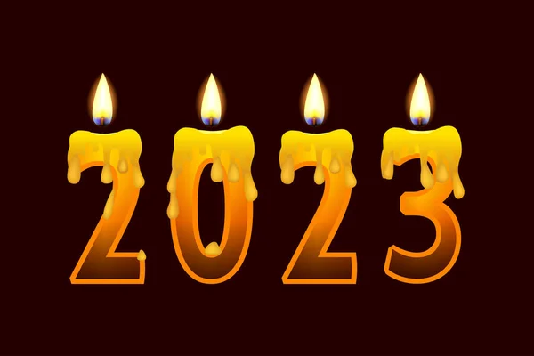 Burning Candles Dark Background Number 2023 New Year Concept Number — Stock Vector