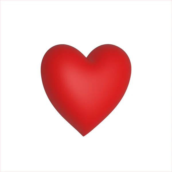 赤いハート3Dシンプルなアイコン 愛の心 バレンタインデーのサインだ 白い背景に大きな赤いハート バレンタインデーに最適 — ストック写真