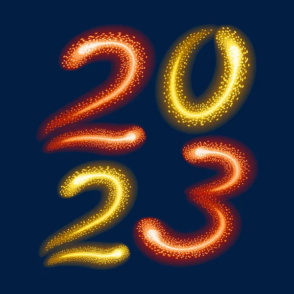 Happy New Year 2023 Burning Sparkling Text 2023 Golden Lights — Stock Photo, Image