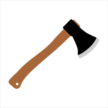 Renkli balta çizimi. Kamp ya da inşaat uygulamaları için araçlar. Basit balta illüstrasyonu web ve mobil için kullanılabilir. Beyaz arkaplanda düz simge. Vektör EPS 10