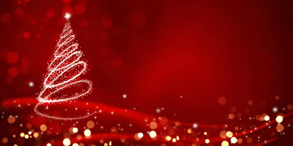 Fundo Natal Vermelho Elegante Com Árvore Natal — Fotografia de Stock