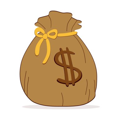 Paralı çanta. Para birimi işareti. Vektör illüstrasyonu EPS10.