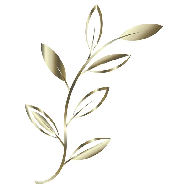 Vektor Gestaltungselement Des Goldgradienten Zweiges Mit Blättern Vektorillustration — Stockvektor