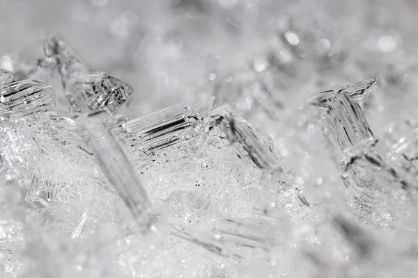 Close Frozen Small Ice Crystals Selective Focus — Stockfoto