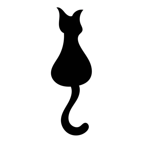 Black Sitting Cats Silhouette Vector White Background — Stock Vector