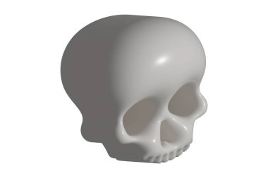 Beyaz arka planda izole edilmiş bir insan kafatası tasviri.