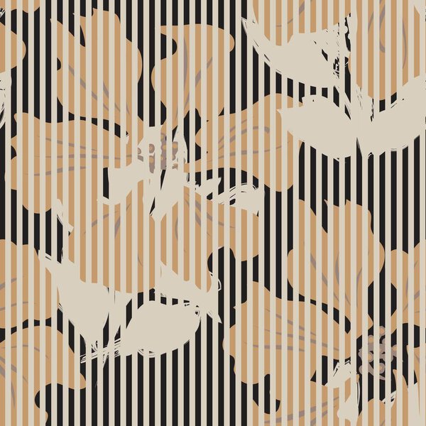 Floral seamless pattern with striped textures for fashion textiles and graphics