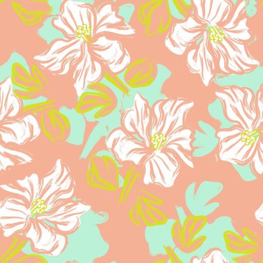 Çiçek fırçası darbeleri moda baskıları, grafikler, arka planlar ve el sanatları için pürüzsüz desen