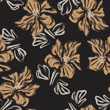 Çiçek fırçası darbeleri moda baskıları, grafikler, arka planlar ve el sanatları için pürüzsüz desen