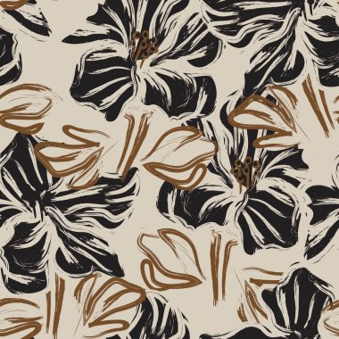 Çiçek fırçası darbeleri moda baskıları, grafikler, arka planlar ve el sanatları için pürüzsüz desen