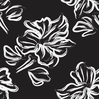 Çiçek fırçası darbeleri moda baskıları, grafikler, arka planlar ve el sanatları için pürüzsüz desen