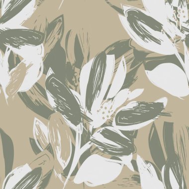 Çiçek fırçası darbeleri moda baskıları, grafikler, arka planlar ve el sanatları için pürüzsüz desen