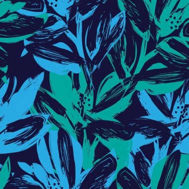 Çiçek fırçası darbeleri moda baskıları, grafikler, arka planlar ve el sanatları için pürüzsüz desen