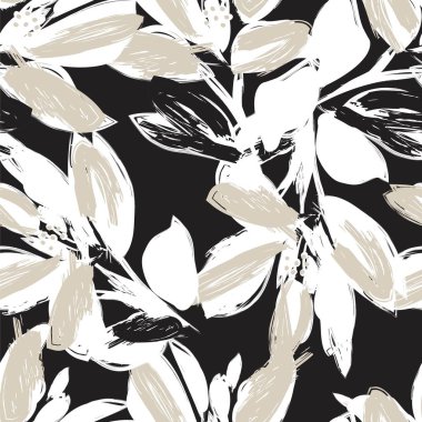 Çiçek fırçası darbeleri moda baskıları, grafikler, arka planlar ve el sanatları için pürüzsüz desen