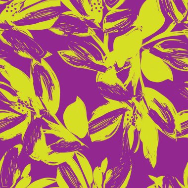 Çiçek fırçası darbeleri moda baskıları, grafikler, arka planlar ve el sanatları için pürüzsüz desen