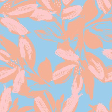 Çiçek fırçası darbeleri moda baskıları, grafikler, arka planlar ve el sanatları için pürüzsüz desen