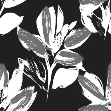 Çiçek fırçası darbeleri moda baskıları, grafikler, arka planlar ve el sanatları için pürüzsüz desen