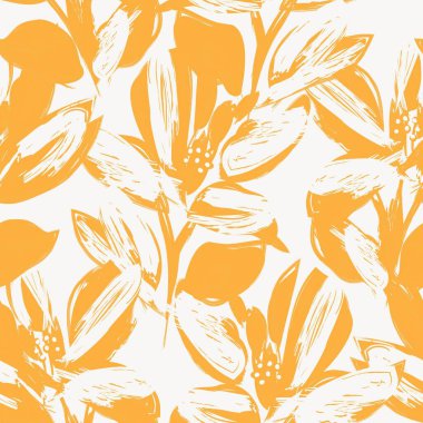 Çiçek fırçası darbeleri moda baskıları, grafikler, arka planlar ve el sanatları için pürüzsüz desen