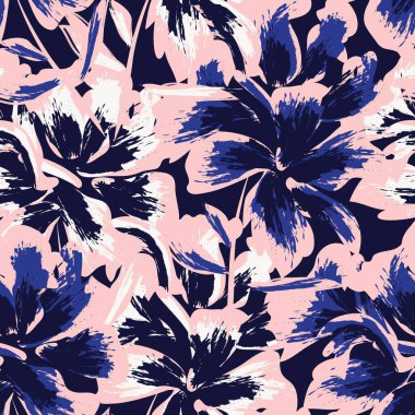 Çiçek fırçası darbeleri moda baskıları, grafikler, arka planlar ve el sanatları için pürüzsüz desen