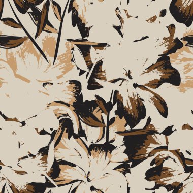 Çiçek fırçası darbeleri moda baskıları, grafikler, arka planlar ve el sanatları için pürüzsüz desen