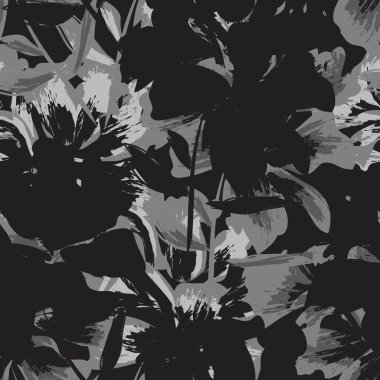 Çiçek fırçası darbeleri moda baskıları, grafikler, arka planlar ve el sanatları için pürüzsüz desen