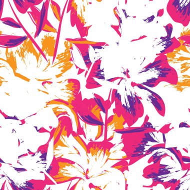 Çiçek fırçası darbeleri moda baskıları, grafikler, arka planlar ve el sanatları için pürüzsüz desen