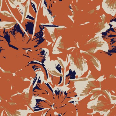 Çiçek fırçası darbeleri moda baskıları, grafikler, arka planlar ve el sanatları için pürüzsüz desen