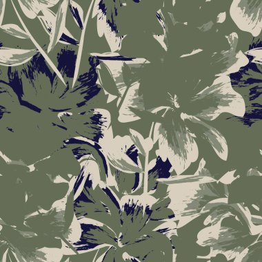 Çiçek fırçası darbeleri moda baskıları, grafikler, arka planlar ve el sanatları için pürüzsüz desen