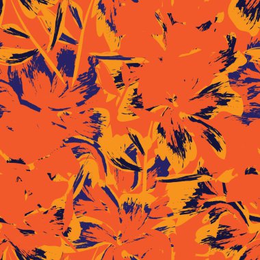 Çiçek fırçası darbeleri moda baskıları, grafikler, arka planlar ve el sanatları için pürüzsüz desen