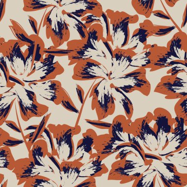 Çiçek fırçası darbeleri moda baskıları, grafikler, arka planlar ve el sanatları için pürüzsüz desen