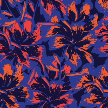 Çiçek fırçası darbeleri moda baskıları, grafikler, arka planlar ve el sanatları için pürüzsüz desen