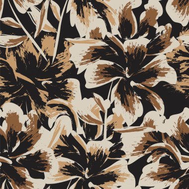 Çiçek fırçası darbeleri moda baskıları, grafikler, arka planlar ve el sanatları için pürüzsüz desen