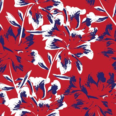 Çiçek fırçası darbeleri moda baskıları, grafikler, arka planlar ve el sanatları için pürüzsüz desen