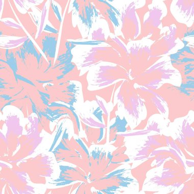 Çiçek fırçası darbeleri moda baskıları, grafikler, arka planlar ve el sanatları için pürüzsüz desen