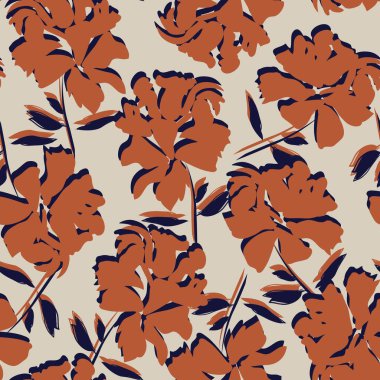 Çiçek fırçası darbeleri moda baskıları, grafikler, arka planlar ve el sanatları için pürüzsüz desen