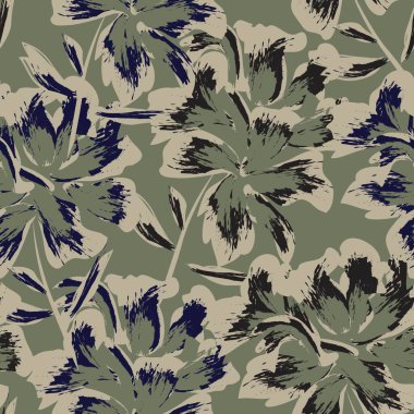 Çiçek fırçası darbeleri moda baskıları, grafikler, arka planlar ve el sanatları için pürüzsüz desen