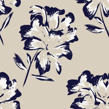 Çiçek fırçası darbeleri moda baskıları, grafikler, arka planlar ve el sanatları için pürüzsüz desen