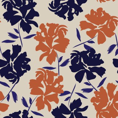 Çiçek fırçası darbeleri moda baskıları, grafikler, arka planlar ve el sanatları için pürüzsüz desen