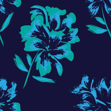 Çiçek fırçası darbeleri moda baskıları, grafikler, arka planlar ve el sanatları için pürüzsüz desen