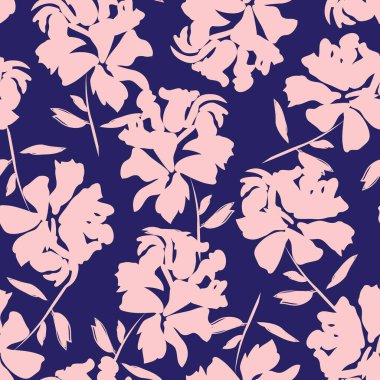 Çiçek fırçası darbeleri moda baskıları, grafikler, arka planlar ve el sanatları için pürüzsüz desen