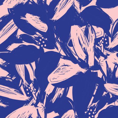 Çiçek fırçası darbeleri moda baskıları, grafikler, arka planlar ve el sanatları için pürüzsüz desen