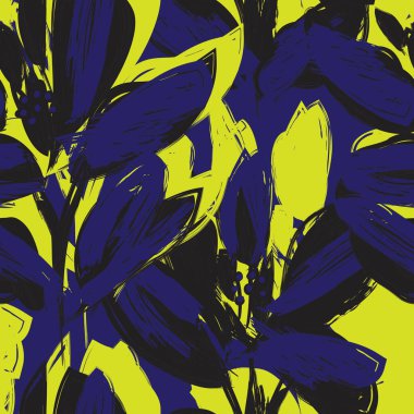 Çiçek fırçası darbeleri moda baskıları, grafikler, arka planlar ve el sanatları için pürüzsüz desen